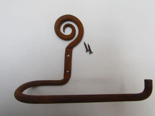 Hand Forged Swirl Toilet Roll Holder Rust