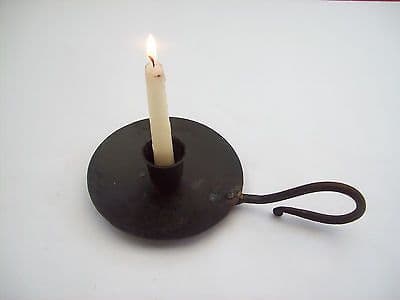 Hand Held Old Vintage Candle Holder iron Hand Forged blacksmith Rustic/ Beeswax
