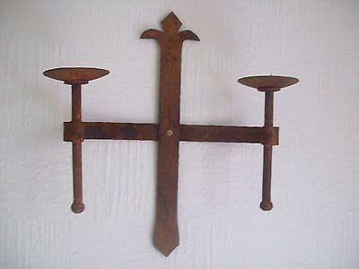 Hand Made Forged Medieval Gothic Old Antique Rustic Candle Holder Sconce