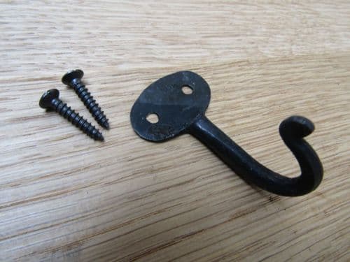 Handforged Bean End 50mm Hook Black Wax