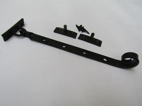 Handforged Curly Casement Stay Arm 8" Black Beeswax