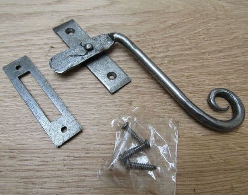 Handforged Curly Right Hand Window Fastener Antique Iron