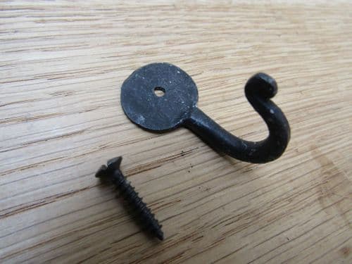 Handforged Penny End 40mm Hook Black Wax