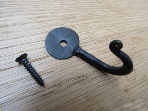 Handforged Penny End 50mm Hook Black Wax