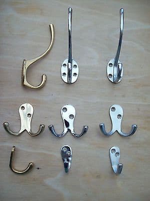 IN 3 FINISHES HAT AND COAT HOOKS DOUBLE ROBE HOOK HANGER UTILITY HOOKS
