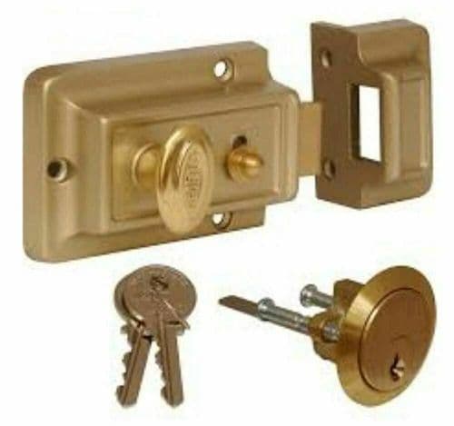 Ironmongery World Traditional Rim Cylinder Standard Night Latch Brass