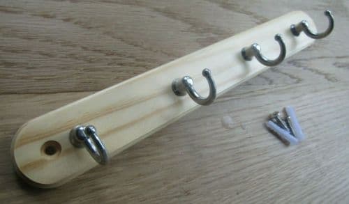 Key Hanger Tidy Chrome Hooks On Pine Board