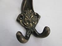 LARGE CAST IRON TRIPLE DOUBLE HAT AND & COAT HOOK DECORATIVE VINTAGE OLD DESIGN