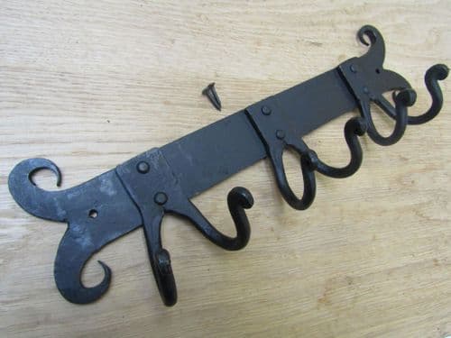 Large Curly Handforged Rail Black Wax