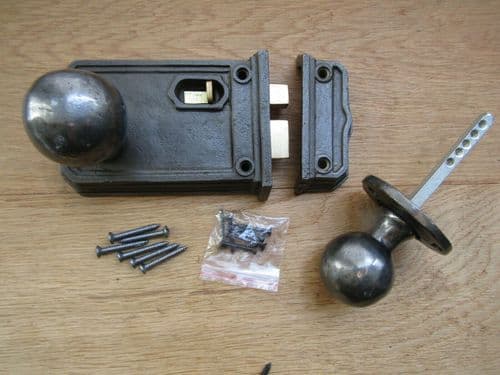 Large Rim Latch & Ball Rim Set Antique Iron