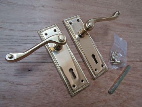 Lever Lock Door Handle Georgian Polished Brass