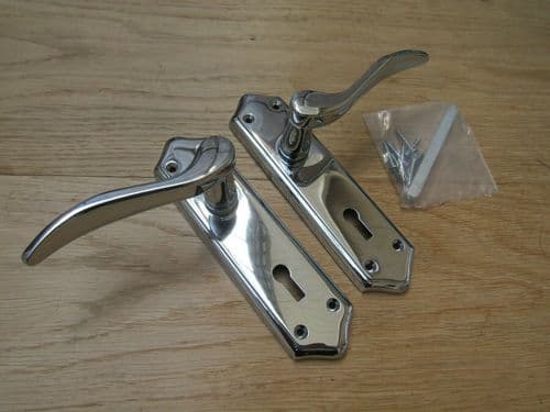 Lever Lock Door Handle Turin Polished Chrome