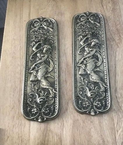 Mermaid Finger Plate Antique Brass