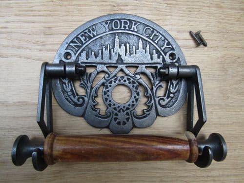 New York City Toilet Roll Holder Antique Iron