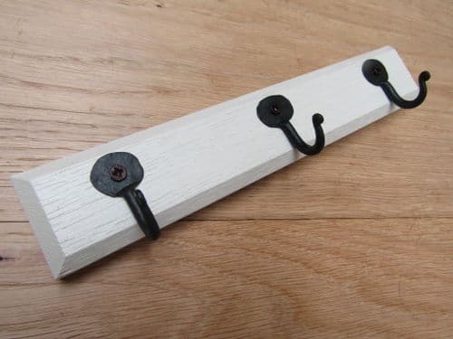 Off White Wooden Key Hanger Pennyend Black Hooks