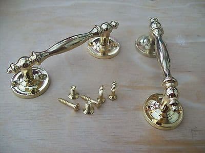 OLD ENGLISH FANCY ORNATE BRASS CANET CUPBOARD DRAWER DOOR PULL HANDLES