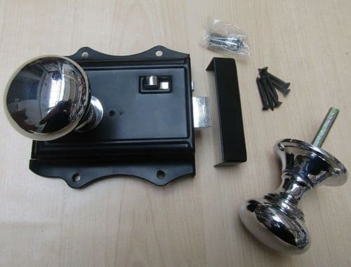 Olde Latch Black & Victorian Rim Polished Chrome Set