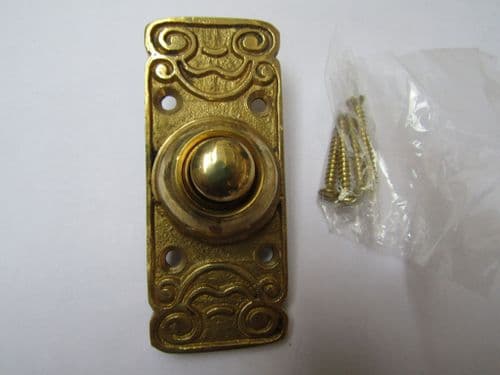Ornate Bell Push Polished Brass