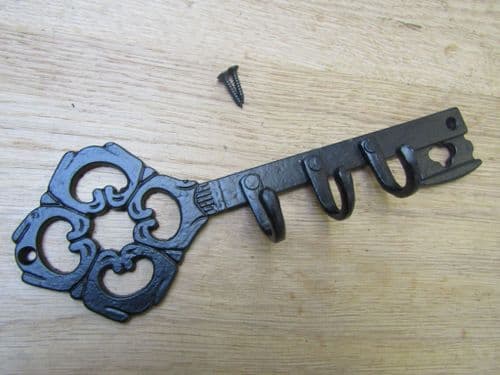 Ornate Cast Iron Key Hanger Black Antique