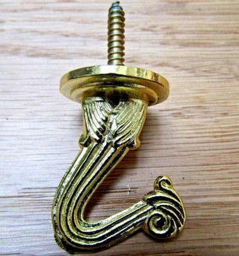 Ornate Ceiling Screw In Hook Brass Plated