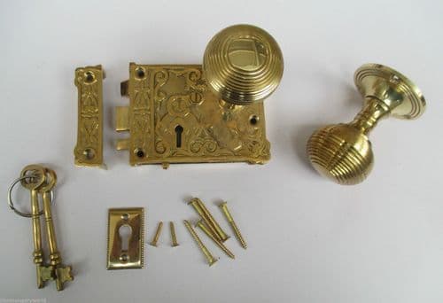Ornate East Lake Lock & Beehive Brass Set