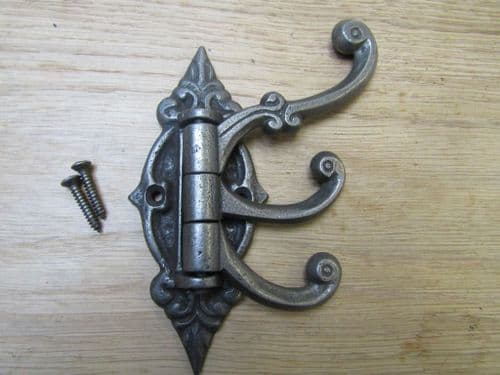 Ornate Swivel Arm Hook Antique Iron