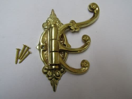 Ornate Swivel Arm Hook Brass Plated