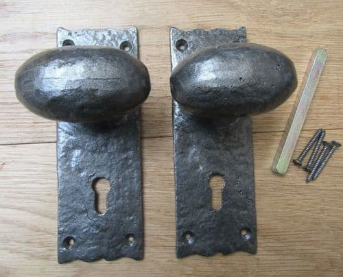 Oval Knob Lever Lock Handles Antique Iron