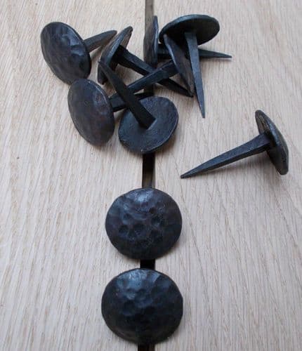 Pack Of 10 Door Studs Round Hammered Black Antique