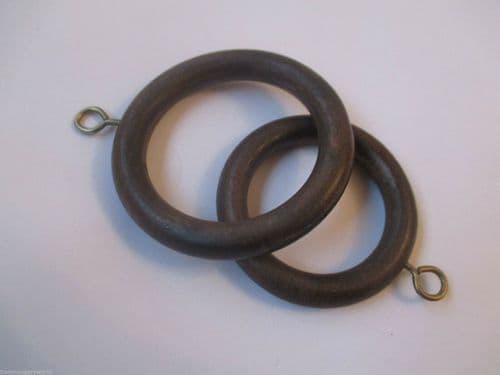 Pack Of 10 Wooden Curtain Pole Rings Dark Walnut 45mm