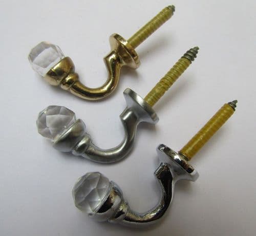 Pack Of 2 Crystal Ball End Curtain Hook Satin Chrome