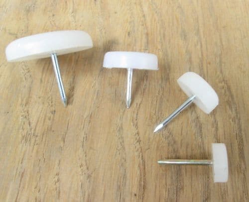 Pack Of 20 Nail In Furniture Floor Glides 12mm White