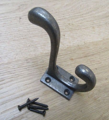Pack Of 3 Plain Hall Stand Hat & Coat Hooks Antique Iron 4"