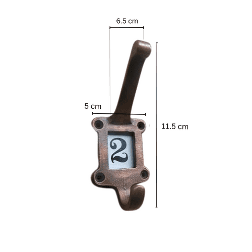 Pack of 5 Ceramic Insert 1-5 Numbered Antique Copper Coat Hooks