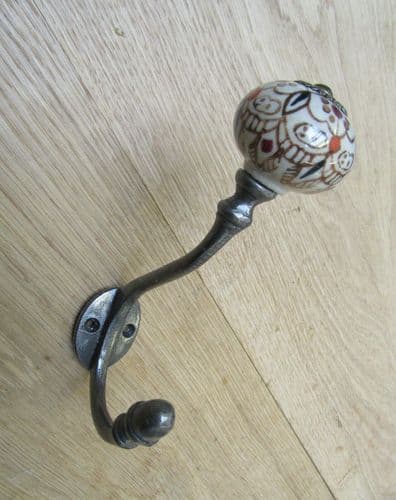 Pack Of 5 Pumpkin Ceramic Coat Hooks Large Patterned