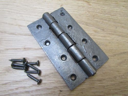 Pair Of 4" Plain Butt Hinges Antique Iron