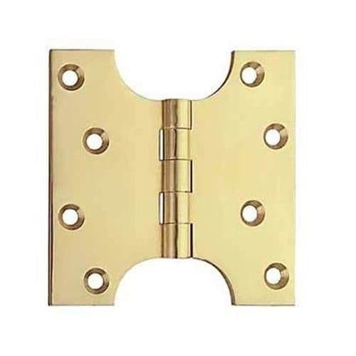 Pair Of 5" Solid Brass Parliament Door Hinges Polished Brass