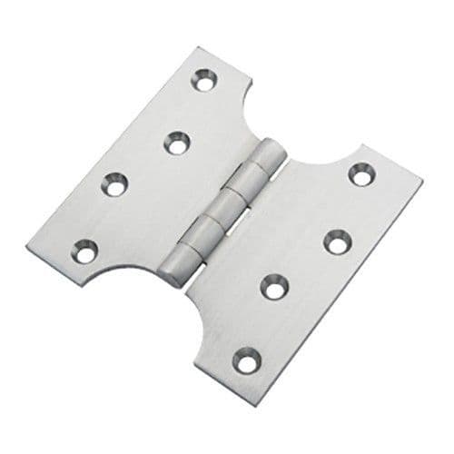 Pair Of 6" Solid Brass Parliament Door Hinges Satin Chrome