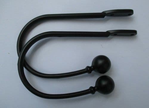 Pair Of Ball End Curtain Hold Backs Black