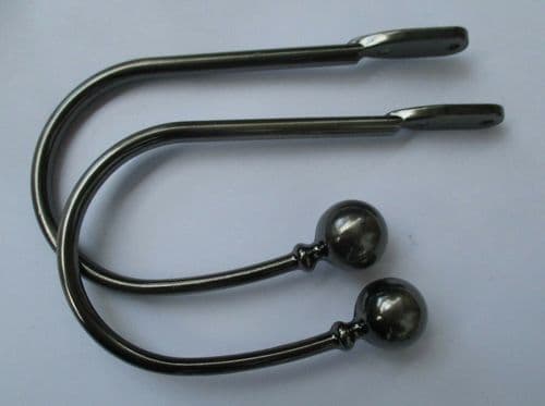 Pair Of Ball End Curtain Hold Backs Black Nickel