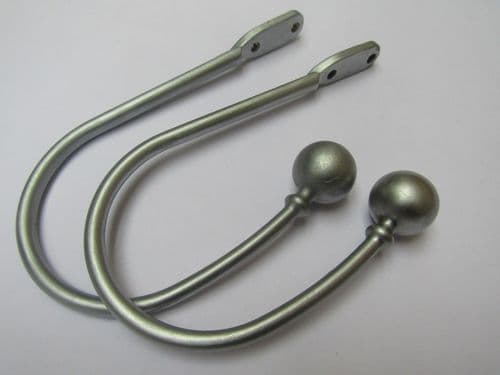Pair Of Ball End Curtain Hold Backs Satin Chrome