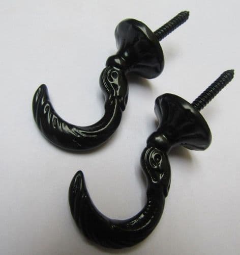 Pair Of Black Curtain Hooks Large Egyptian
