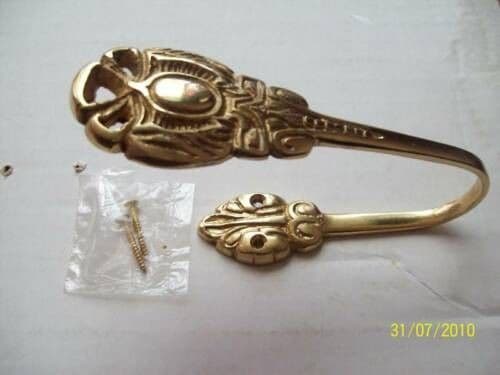 Pair Of Curtain Hold Back Polished Brass