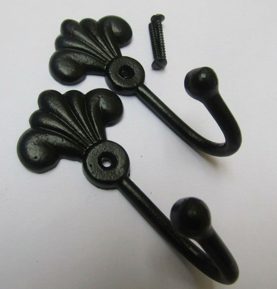 Pair Of Decorative Curtain Hooks Black