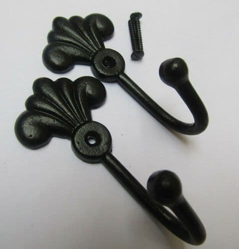 Pair Of Decorative Curtain Hooks Black