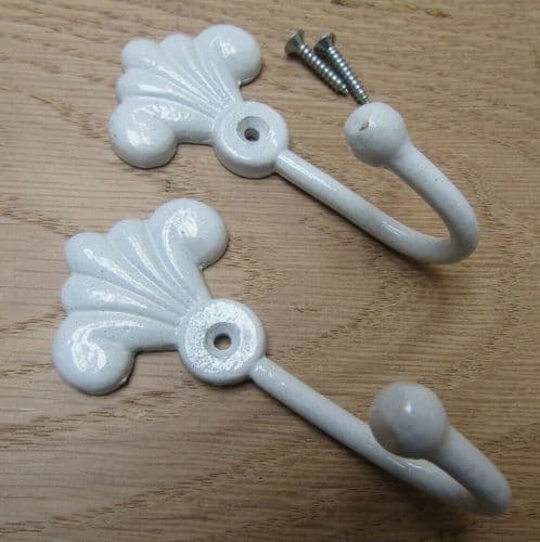 Pair Of Decorative Curtain Hooks White