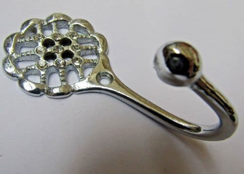 Pair Of Diamante Lattice Curtain Hooks Polished Chrome