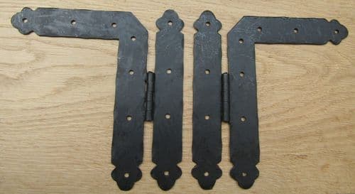 Pair Of Hand Forged Ornate H L Hinges