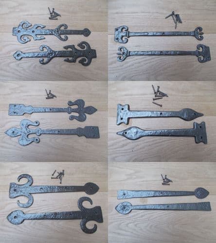 Pair Of Hinge Fronts Antique Iron 16" Curl End