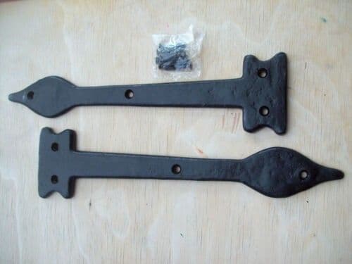 Pair Of Hinge Fronts Black Antique 12" Leaf End